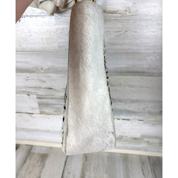 Pibra Women’s White Cutout Horsehair Italian Leather Handle Bag Boho Purse Rare - Picture 11 of 12